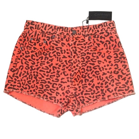 Carmar Pants - Carmar Denim Neon Leopard Titania Cut-Off Shorts